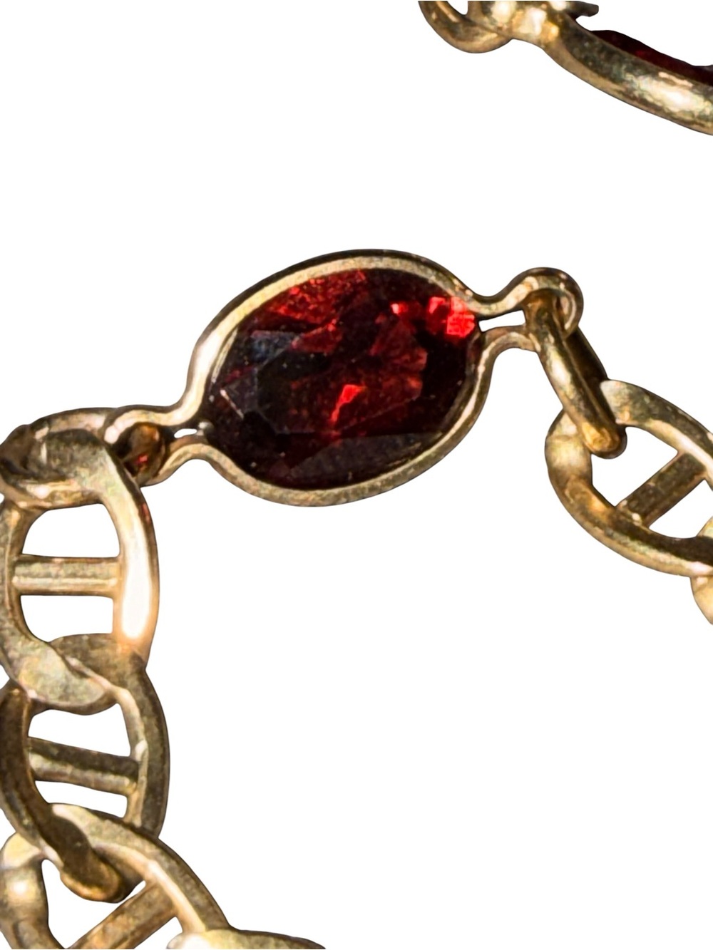 Vintage 14K Gold Bonded Garnet Necklace • Sterling Silver • 16” • 3 Garnets - Picture 10 of 12